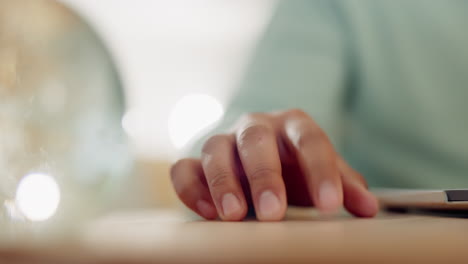 Finger,-desk-and-tapping-for-anxiety-during-remote