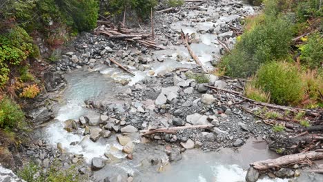 water running through rocky riverbed in pacific northwest, washington, mount rainier national park