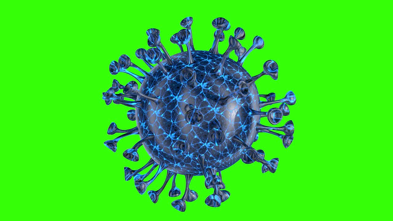 Allerta COVID-19 Corona SOS. Rischio sanitario medico da patogeni batterici pandemici, concetto di immunologia, virologia, epidemiologia. Cellula virale al microscopio. Animazione 3D in loop.
