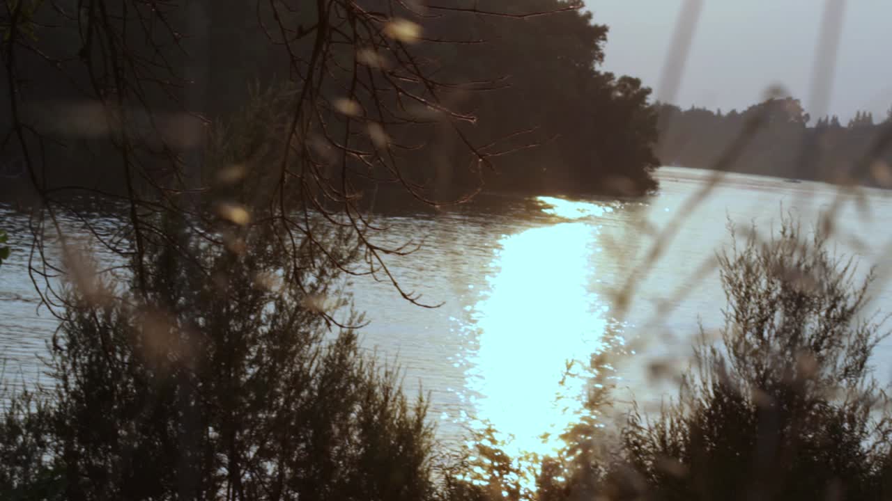 Cinematic shot of the American River in Sacramento, 
california.