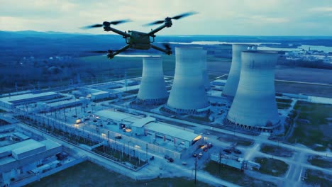 drone flying over a nuclear power plant