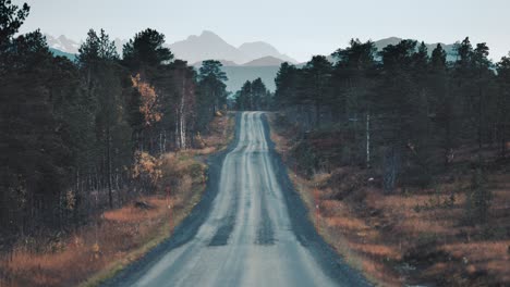 A-narrow-dirt-road-in-the-autumn-landscape