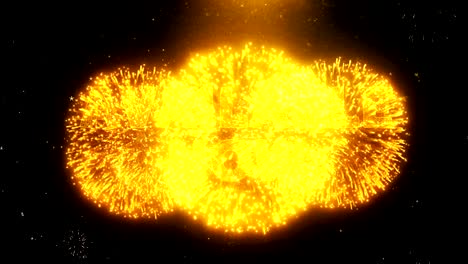 available now text on firework display explosion particles.