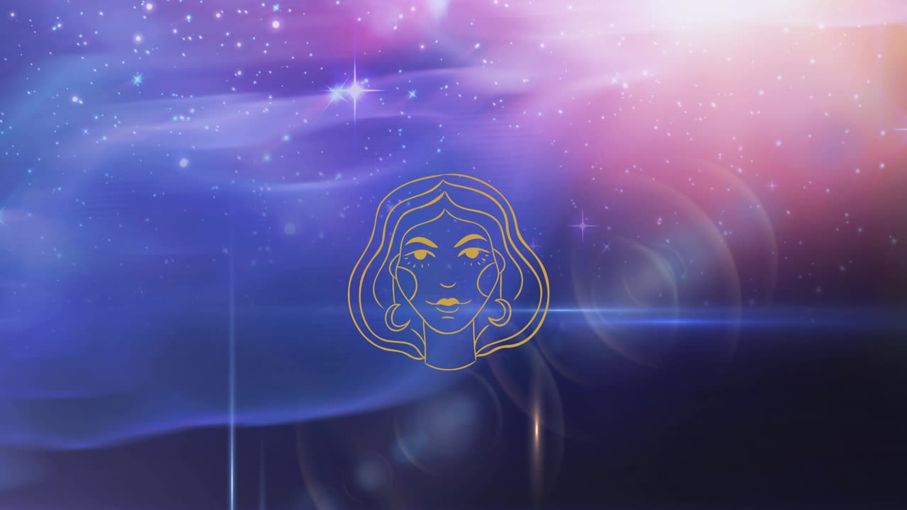 animación del símbolo del signo de la estrella de virgo sobre las estrellas brillantes