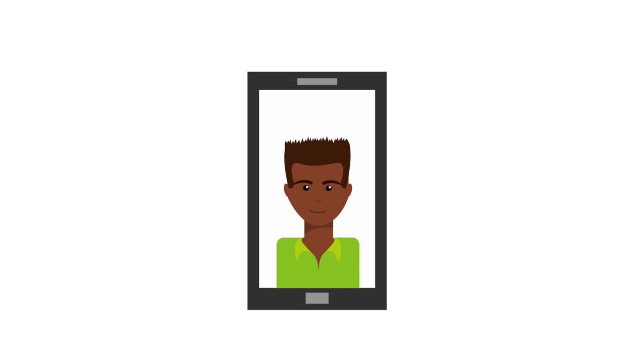 con uno smartphone con un uomo afroamericano sullo schermo