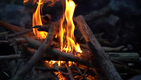 Primer-Plano-De-Fogata-Ardiente-Durante-El-Invierno