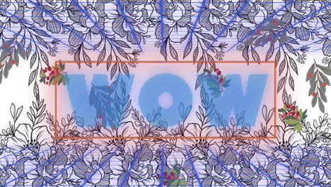 animation of wow on white background with flowers