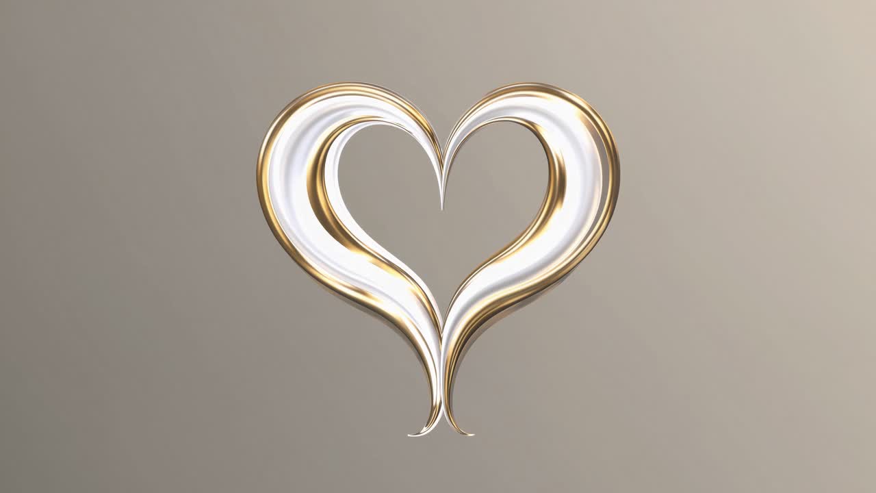 A glowing, abstract heart design with golden and silver tones