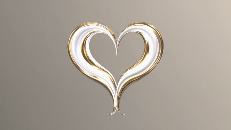 A glowing, abstract heart design with golden and silver tones