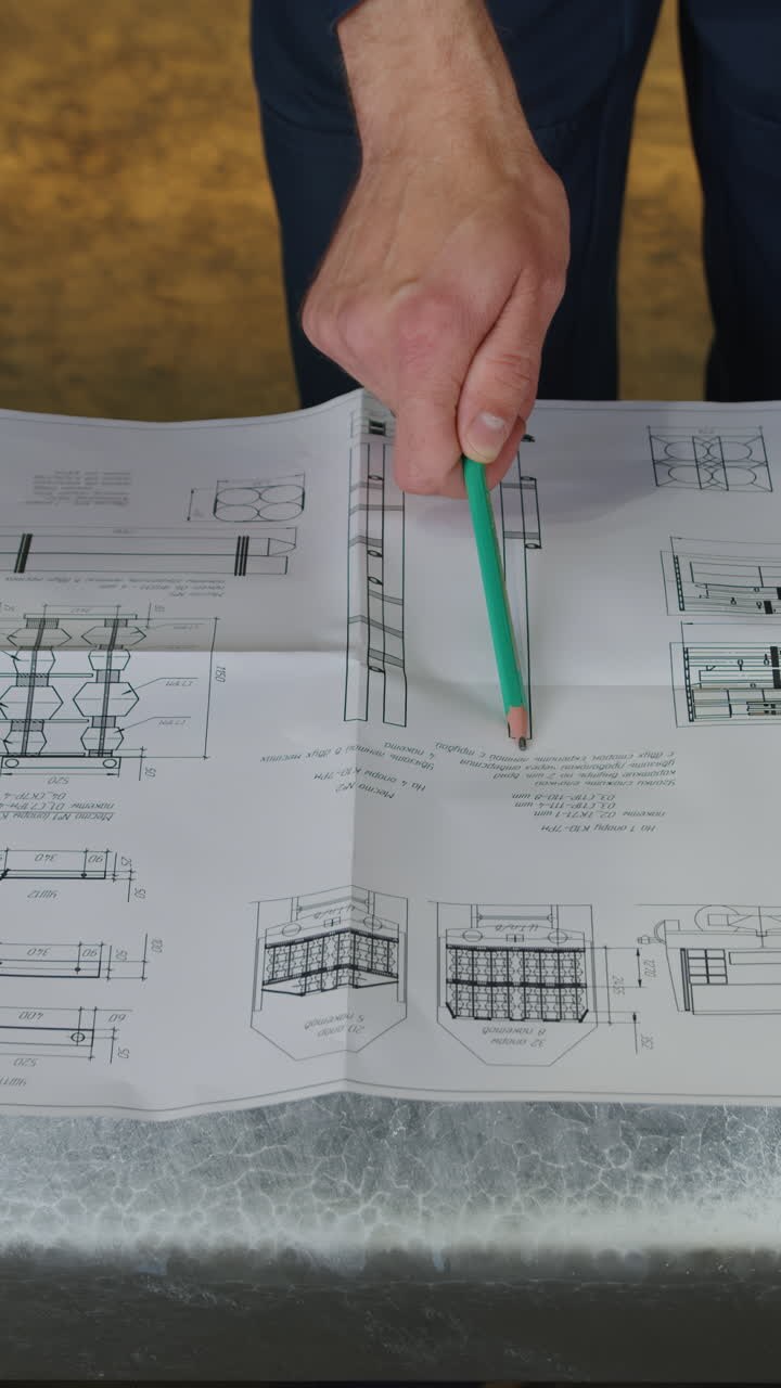 Engineer reviewing blueprints