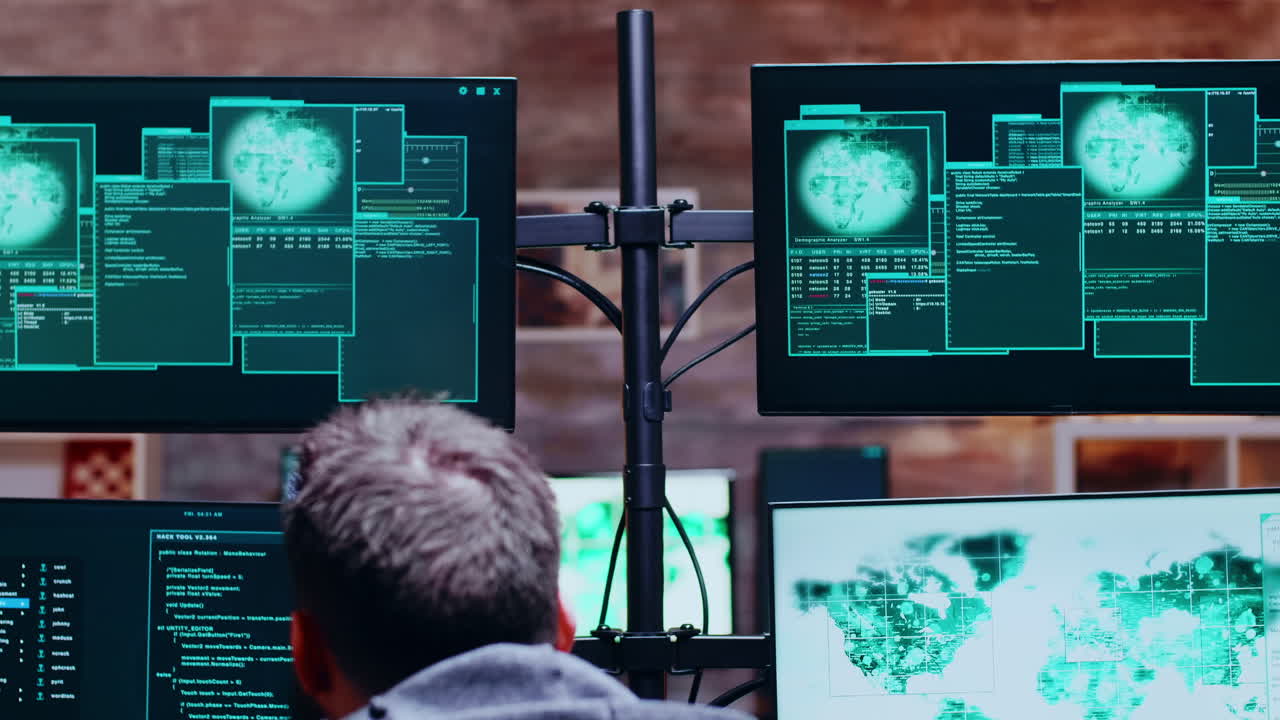 Back view of cyber criminals get access denied