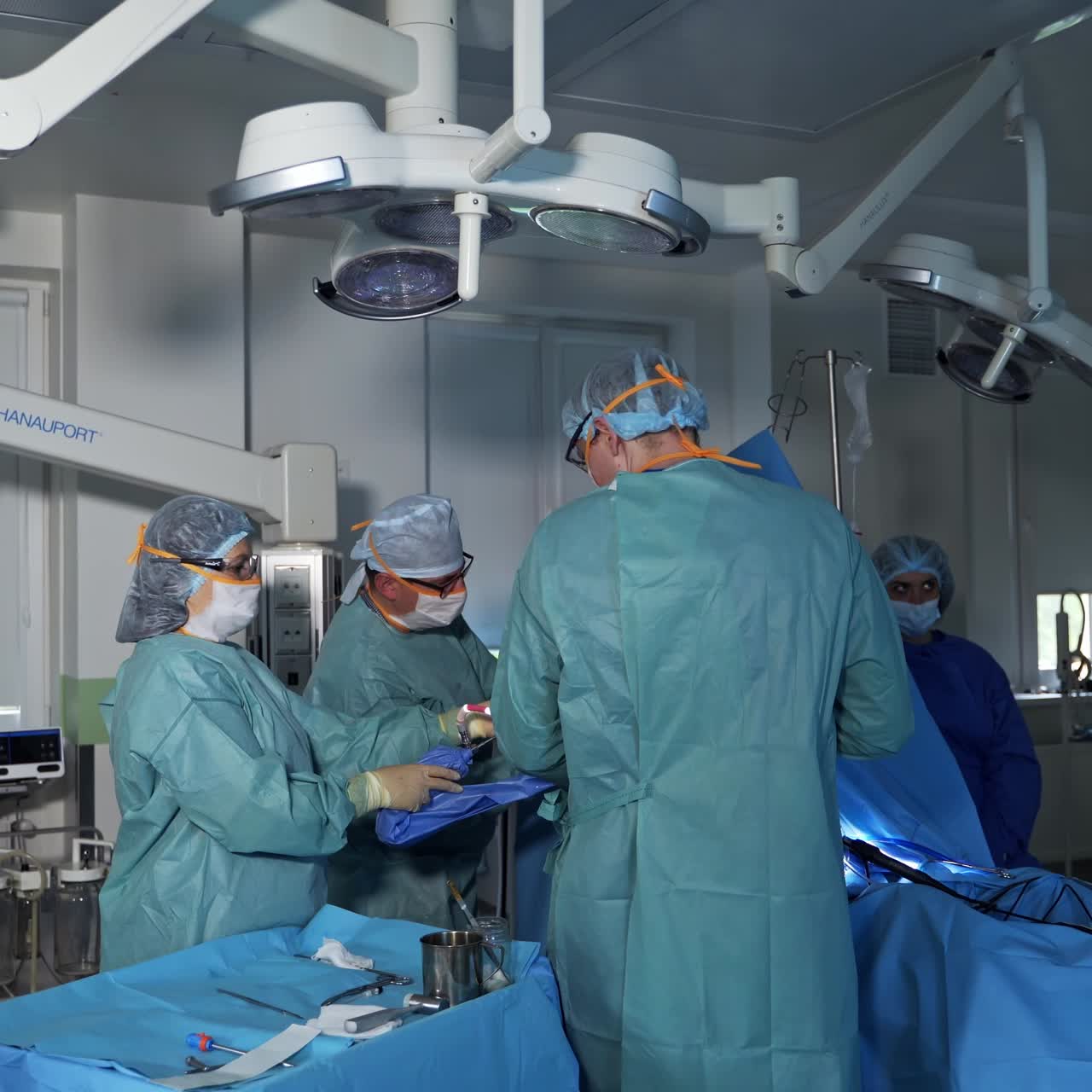 Emergency hospital operation surgeons. Professional surgery specialists working