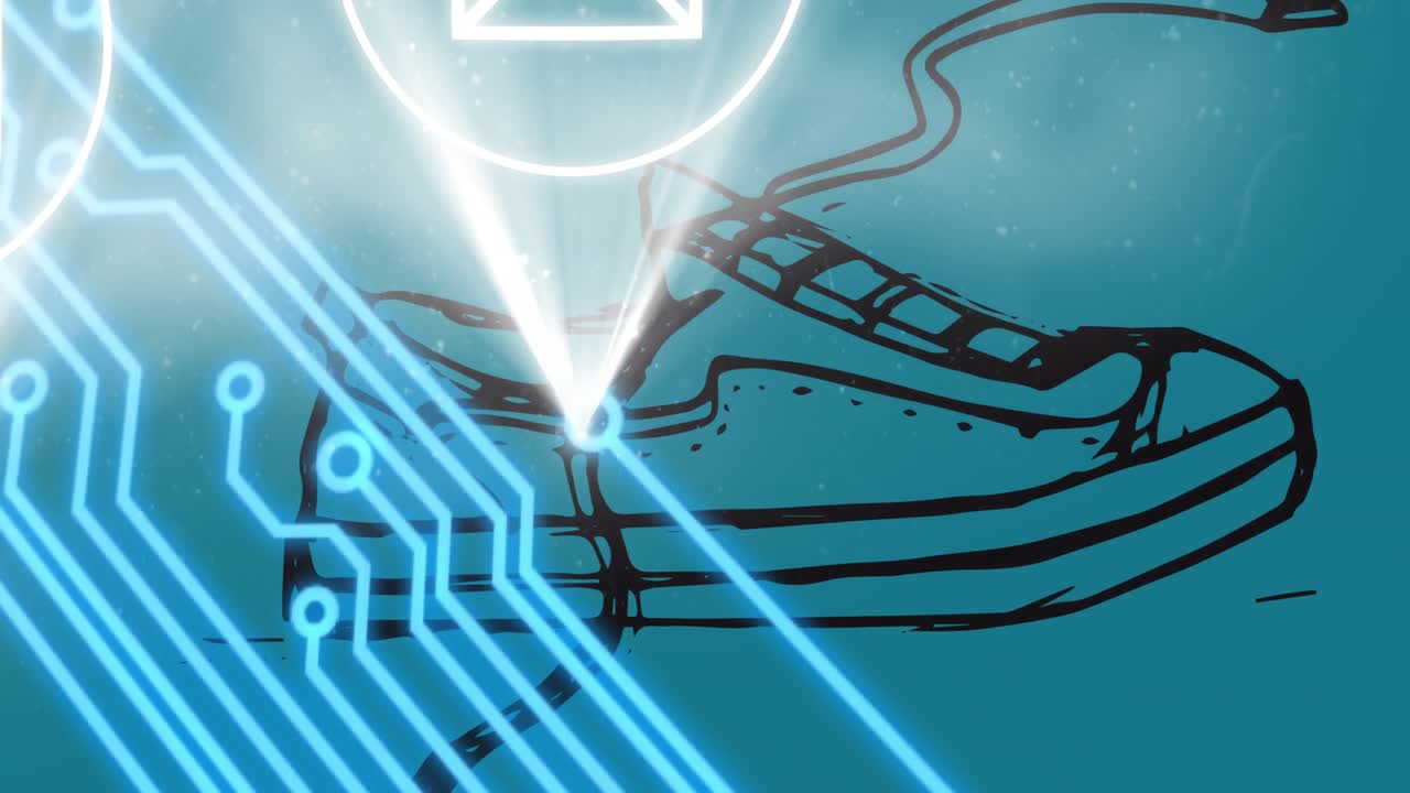 Animation of shapes over icons and shoe icon