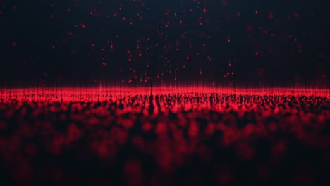 el fondo de movimiento abstracto de las partículas brillantes. firma digital con partículas de onda, brillo. hermosas partículas flotantes rojas con luz de brillo se levantan. 3d 4k loopable sin costuras.