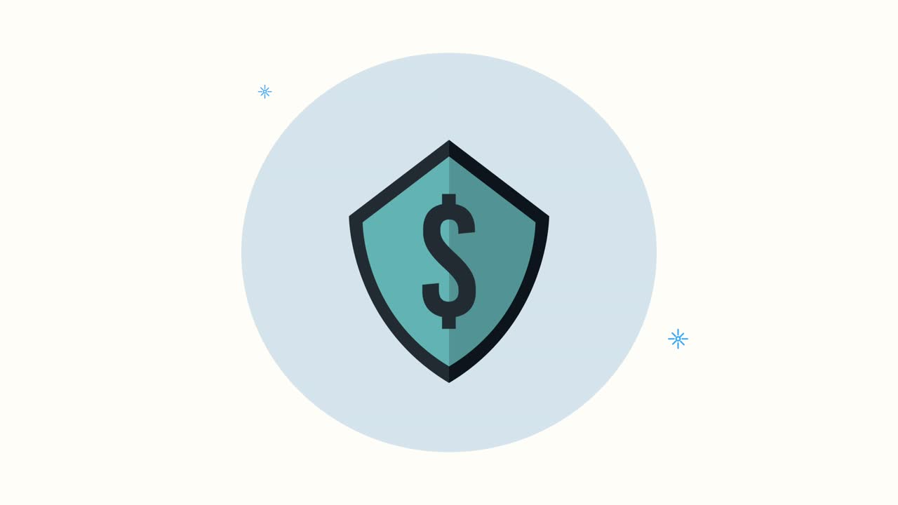 escudo con animación de símbolo de dinero