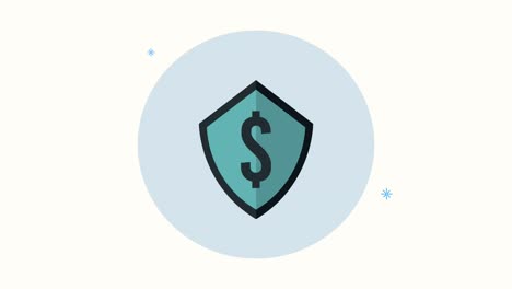 escudo con animación de símbolo de dinero