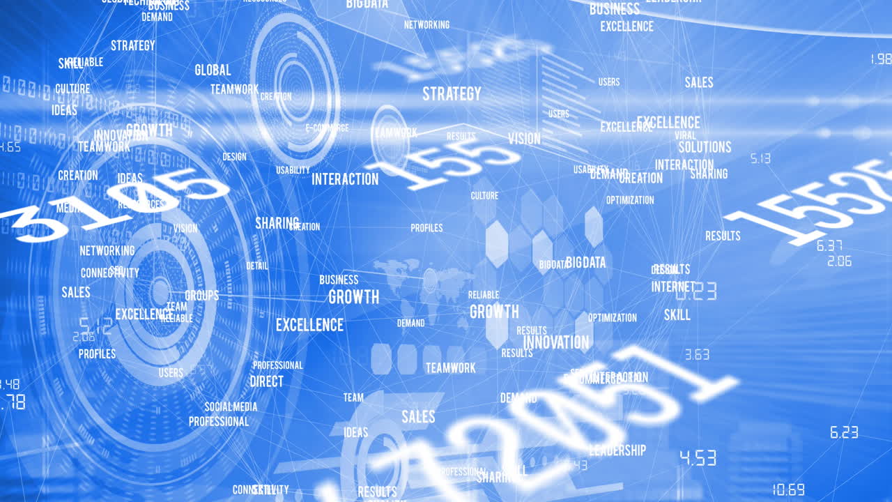 파란색 배경에 숫자가 변하고 스 ⁇ 이 스캔되는 애니메이션