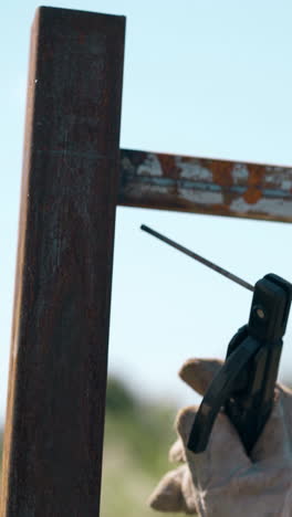 welding metal fence post