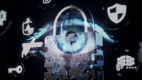 a journey from security to perception: an artistic representation of a lock and an eye, symbolizing the transformation of protection into awareness