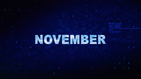 november text digital noise twitch and glitch effect tv screen loop animation background login and