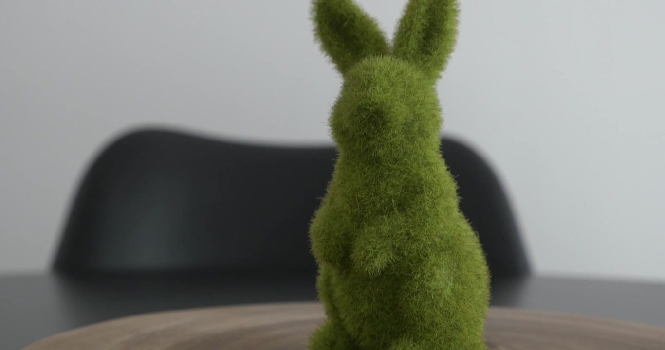 Grass bunny on a table