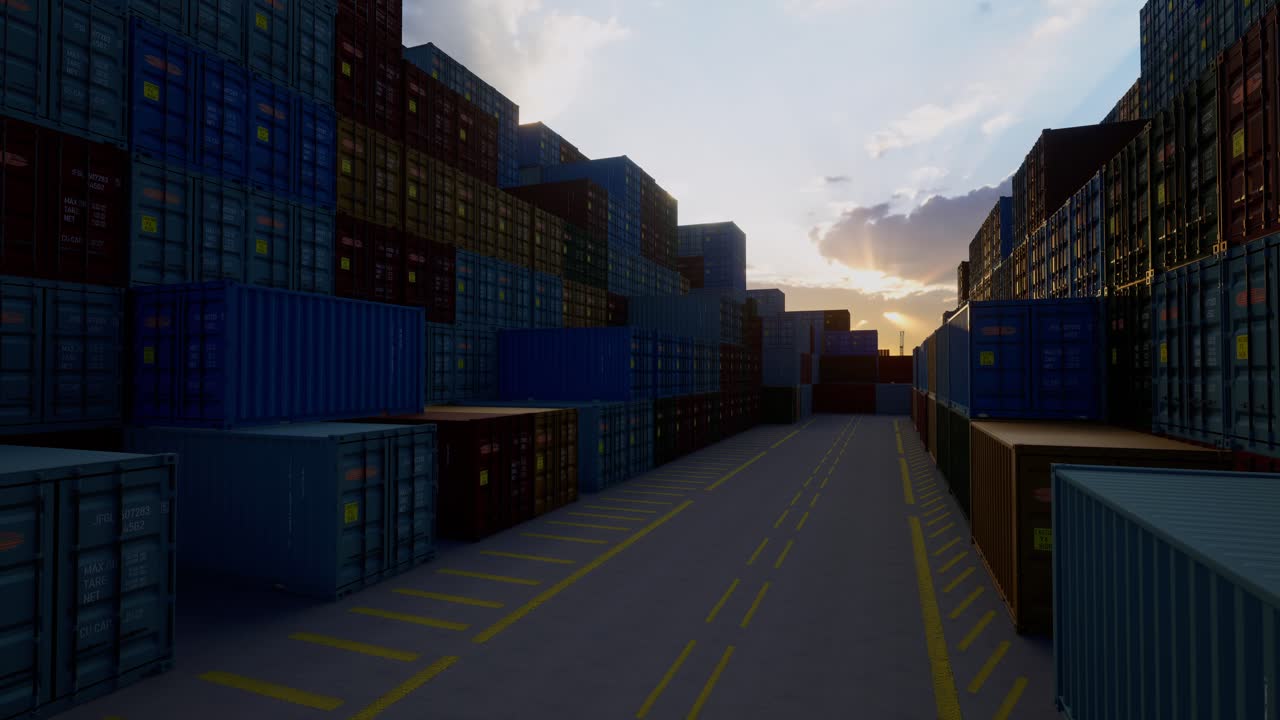 Containers In The Port, Shipping And Transportation Concept