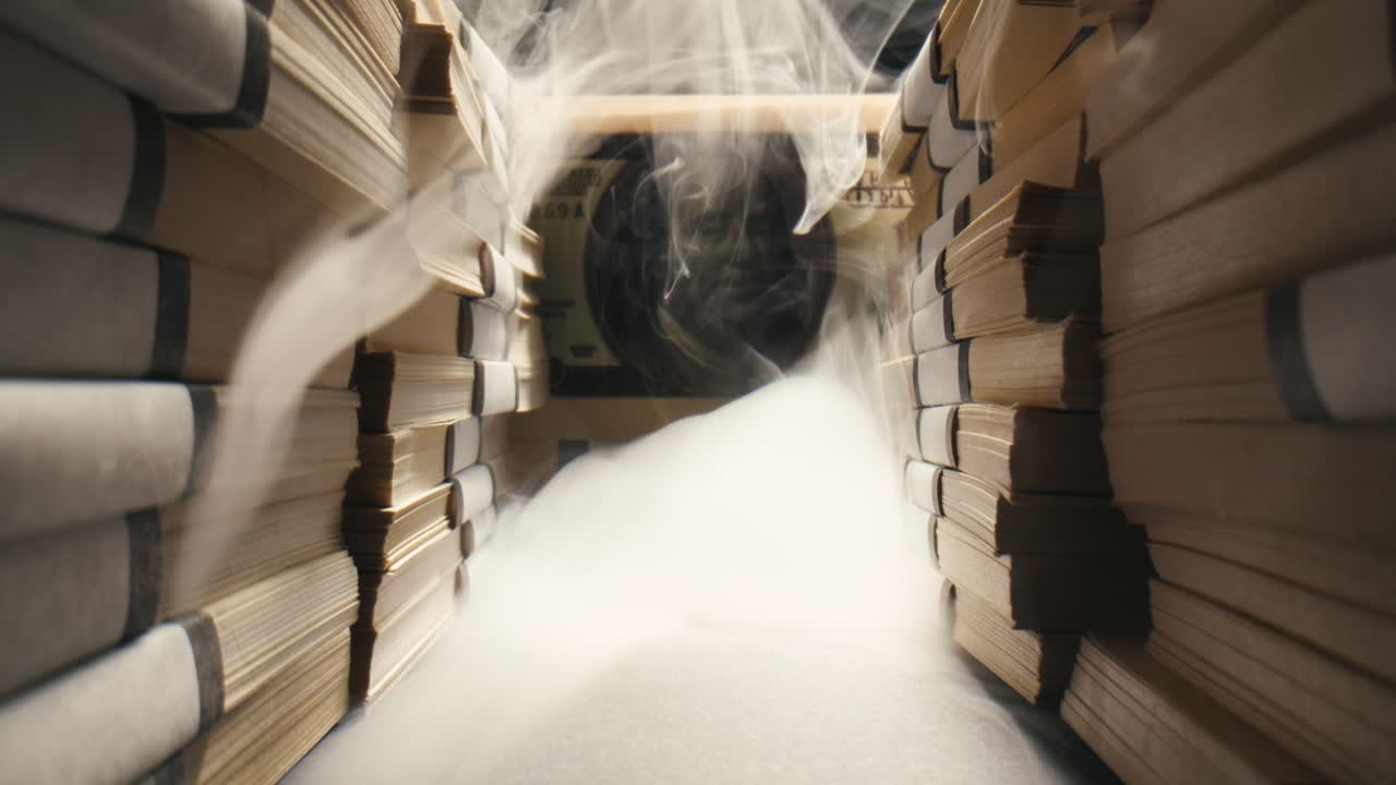 Specialised police officer Counting dollar banknotes in crime lab, conceptual image. High quality 4k footage