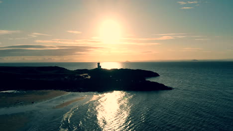 4k silhouette of a lighthouse on the coast of scotland