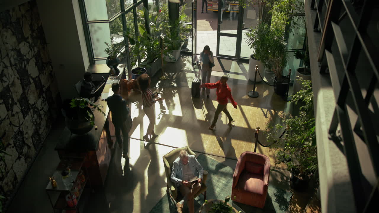 Lobby with People and Plants
