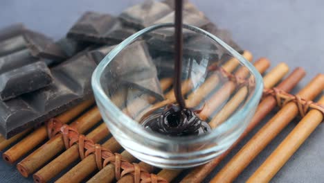 melted chocolate pouring into a bowl