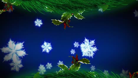 Animation-of-christmas-decoration-over-falling-snow