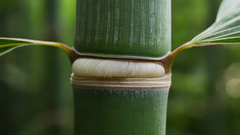 close-up of a green bamboo stem node