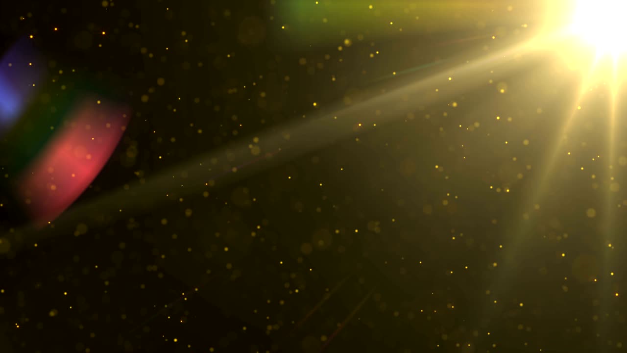 Sun shining realistic animation. Bright yellow light rays spinning round 3d footage. Star bursting. Golder powder and dust flying and shining. Flaming motion video. Flickering particles