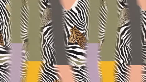 abstract zebra and leopard print pattern with geometric color blocks