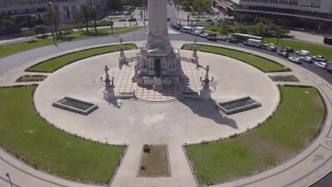 day time lisbon city marquess of pombal square traffic circle panorama 4k portugal