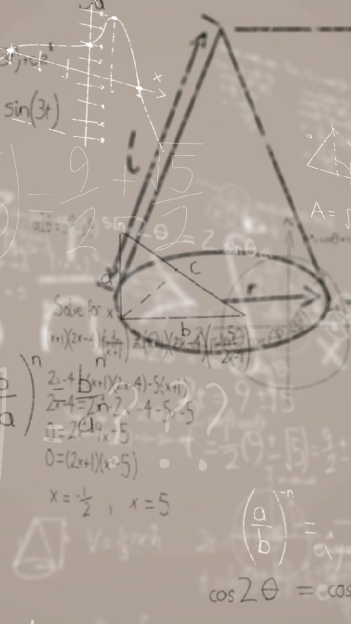 Animazione di equazioni matematiche su sfondo grigio