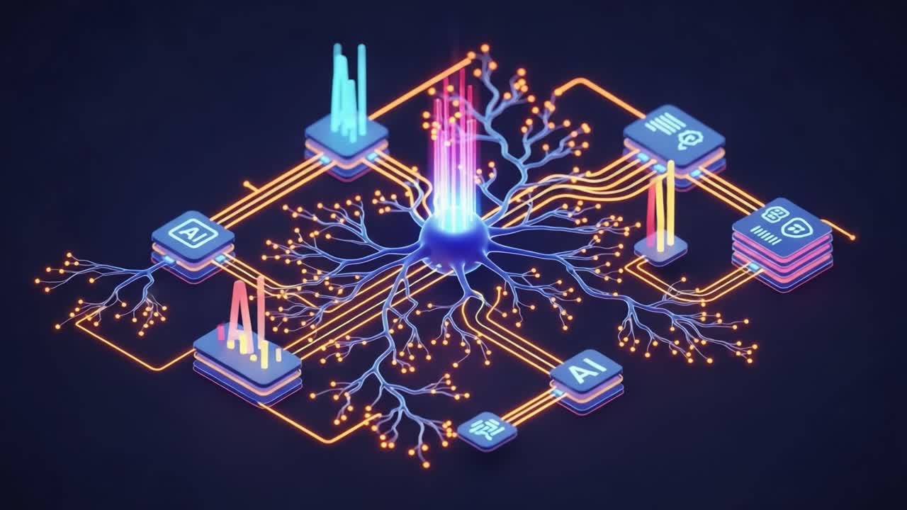 Visualizing Neural Networks: An Artistic Representation of AI Connections and Data Flow in a Digital Environment