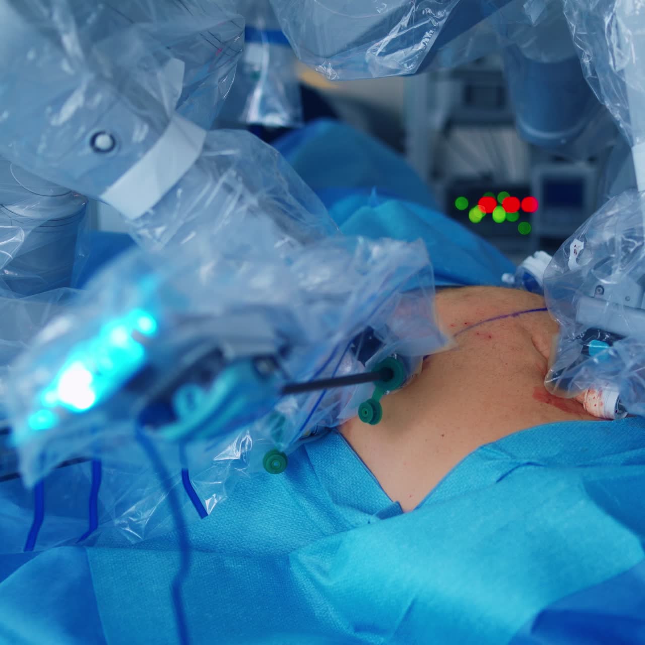 Medical operation involving robot. Medical robot. Robotic Surgery.