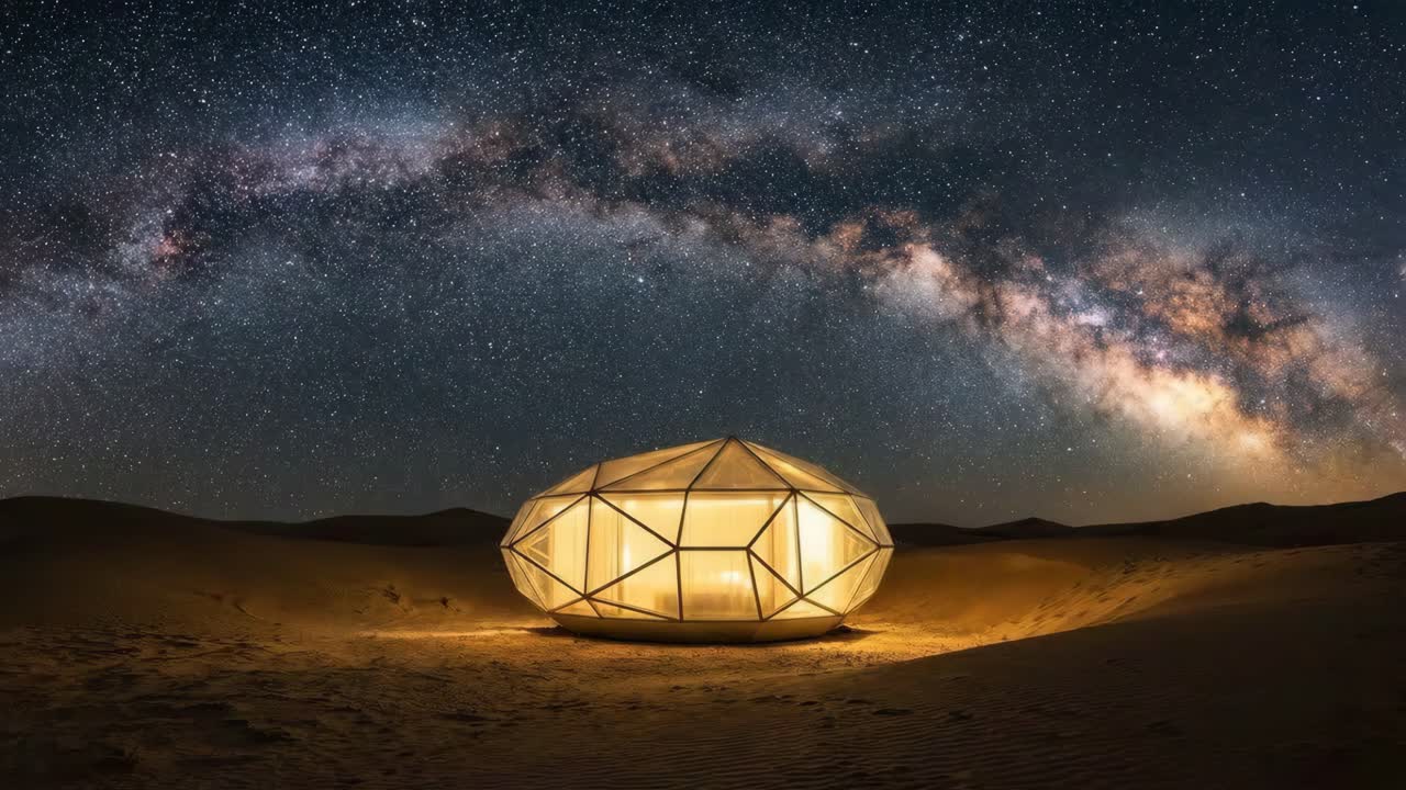 Dome in the desert under the stars