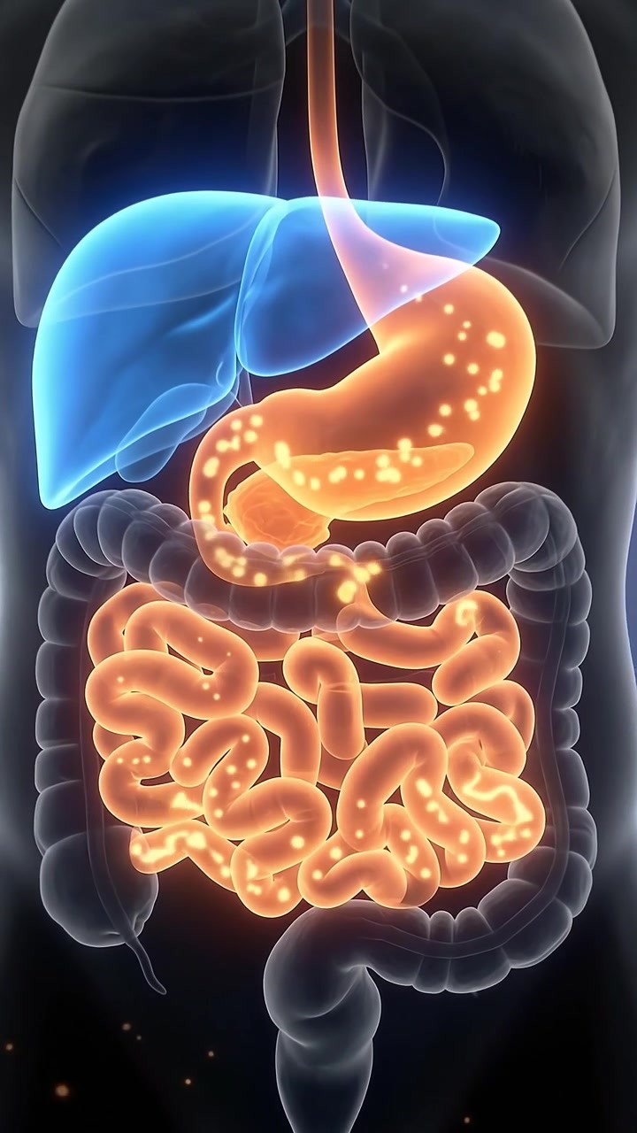 Animazione medica 3D del processo del sistema digestivo umano