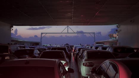 cars on the ferry.