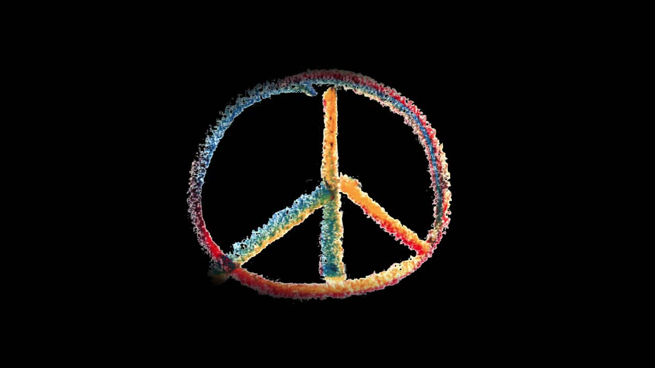 Peace sign animation hand-drawn in crayon scribble style, friendly gesture icon for positivity, festivals and fun edits