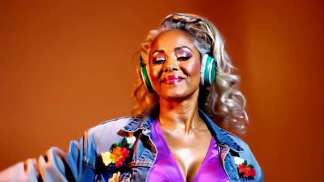 Expressive Woman Dancing and Enjoying Music with Headphones