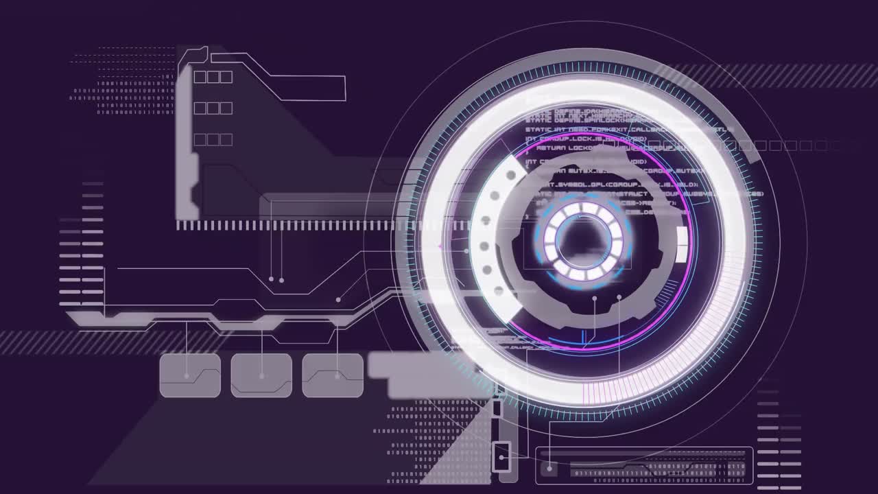 Digital interface with data processing against round scanner against black background