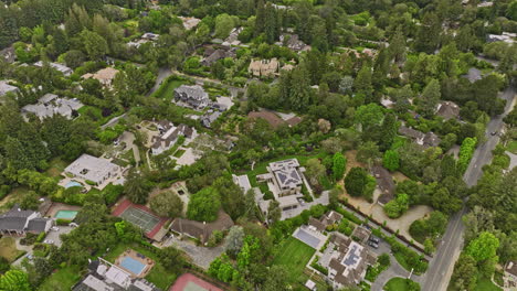 atherton california aerial v2 birds eye view flyover wealthiest neighborhood capturing private residential of single family homes in gated community and bay views - shot with mavic 3 cine - june 2022