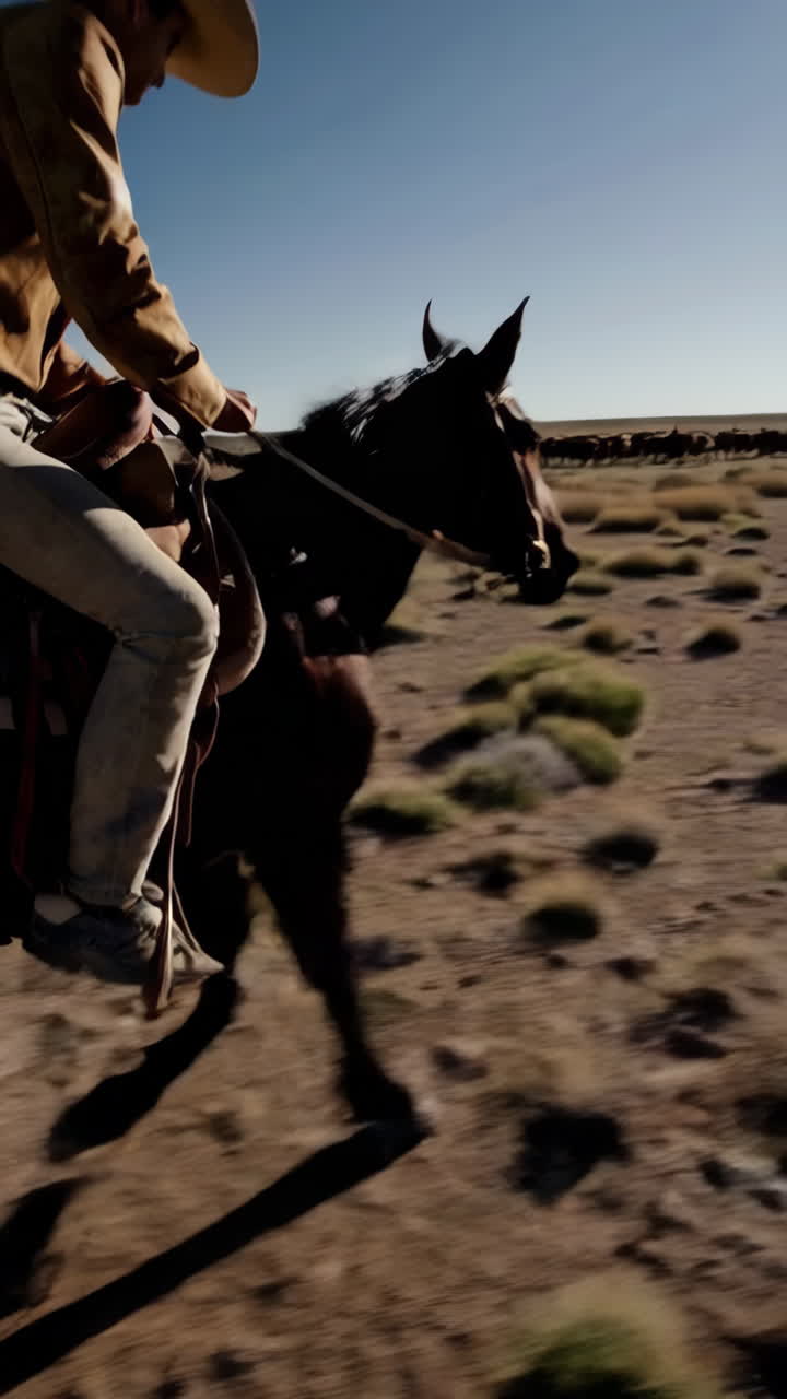 Cowboy Herding Cattle in the Desert