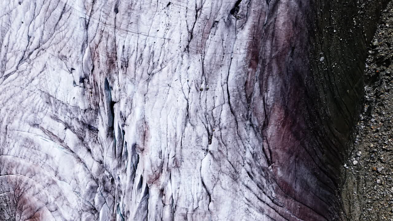 Close view of textured glacier ice in Morteratsch, Switzerland