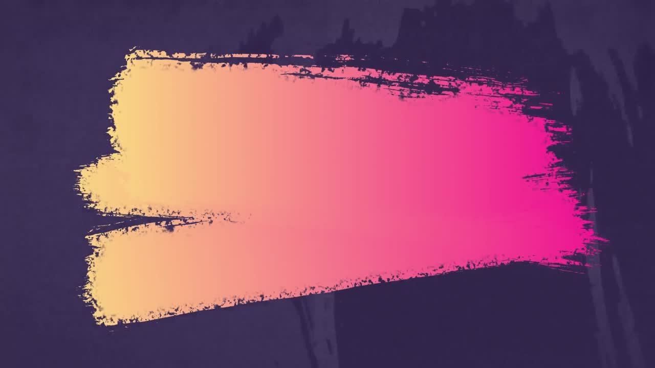 고통받는 배경에서 움직이는 반점 위에 분홍색에서 노란색 페인트 스트로크의 애니메이션