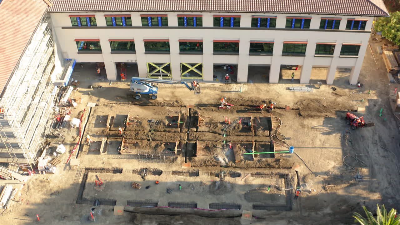 Aerial View of an Active Construction Site with Building Development and Earthwork
