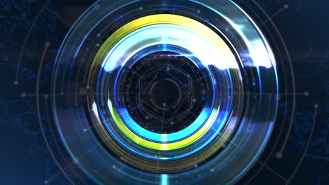 newsroom with blue lines and circles